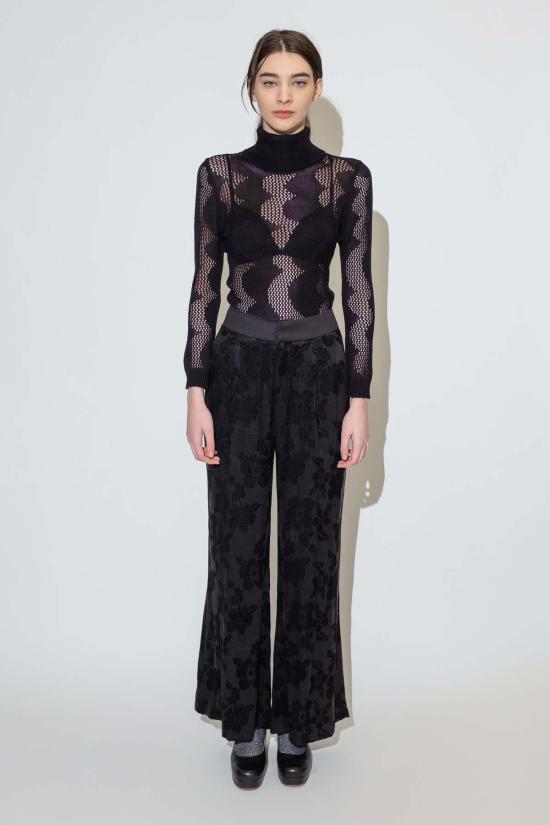  Untitled in Motion 스트레이트 팬츠 무제 인 모션 페트라 팬츠 블랙 플로럴 - OTHER BRANDS