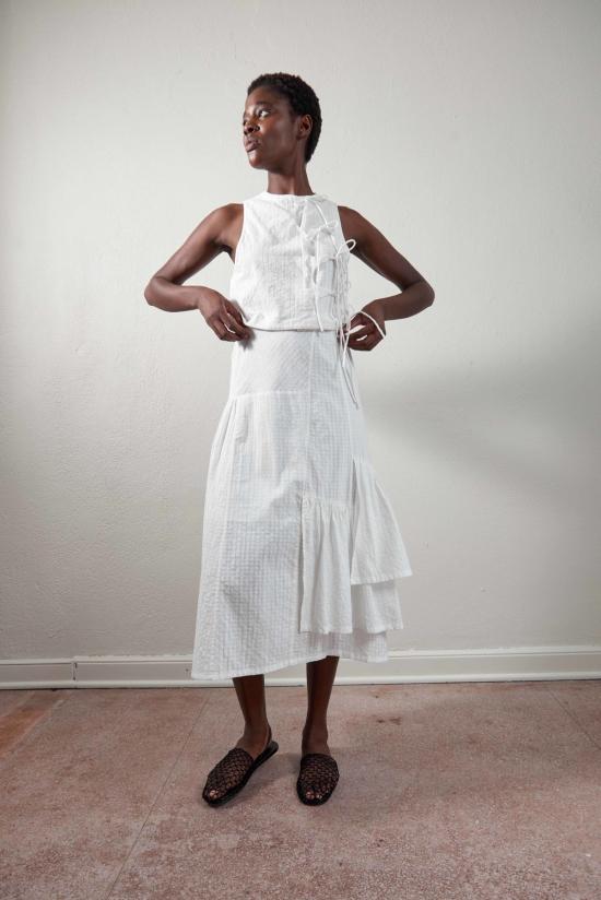  마리아 스탠리 롱 스커트 루이 스커트 솔트 깅엄 - MARIA STANLEY