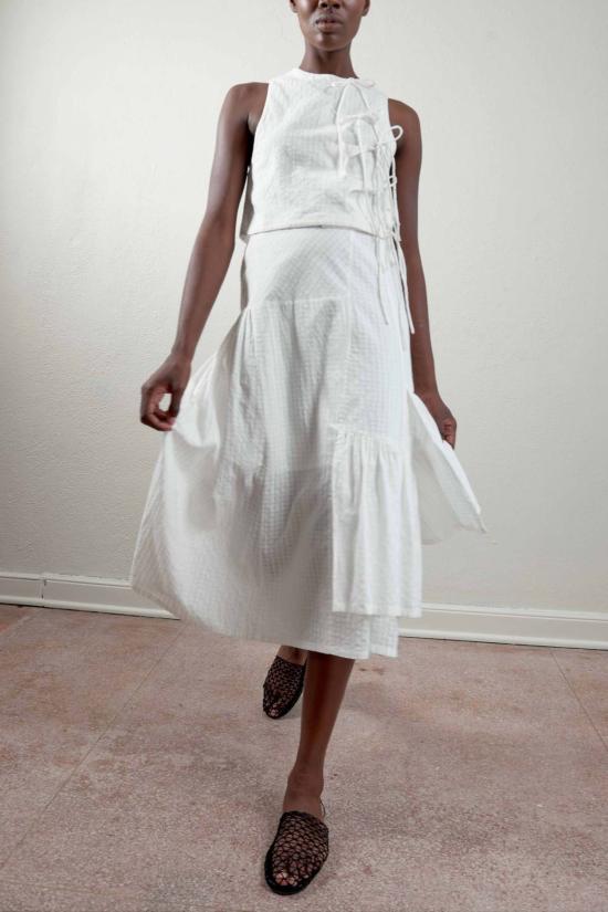  마리아 스탠리 롱 스커트 루이 스커트 솔트 깅엄