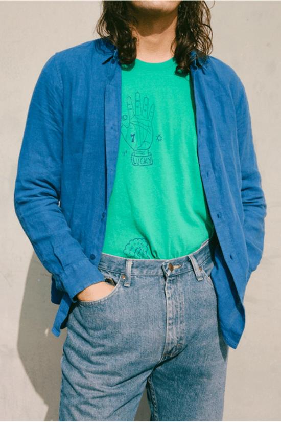  Modern Society 긴팔 티셔츠 현대 사회 당신은 행운아 긴팔 에메랄드 - OTHER BRANDS