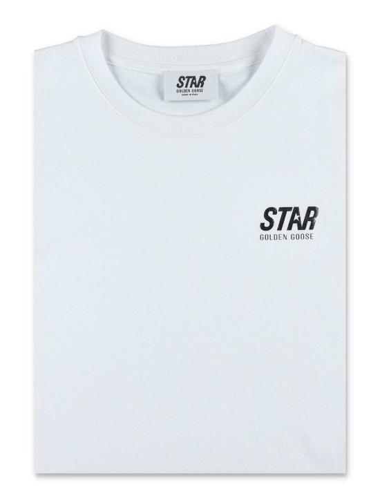 [키즈] 골든구스 트레이닝 상의 어린이용 골든 구스 실버 프린트 로고 티셔츠 옵틱 화이트/실버 - GOLDEN GOOSE