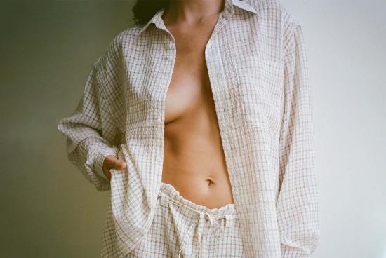  질 로드리게즈 셔츠 길 로드리게스 체크무늬 주름 빅 버튼업 셔츠 - GIL RODRIGUEZ