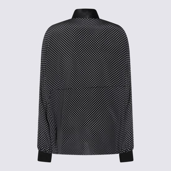  톰포드 블라우스 톰 포드 도트 무늬 보우넥 긴팔  블랙 - TOMFORD