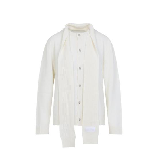  MM6 메종마르지엘라 가디건 Mm6 메종 마르지엘라 울  오프 화이트 - MM6 MAISON MARGIELA