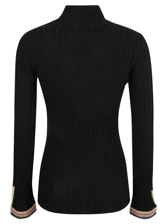  에트로 스웨터 스트라이프 커프스 터틀넥 풀오버 블랙 - ETRO