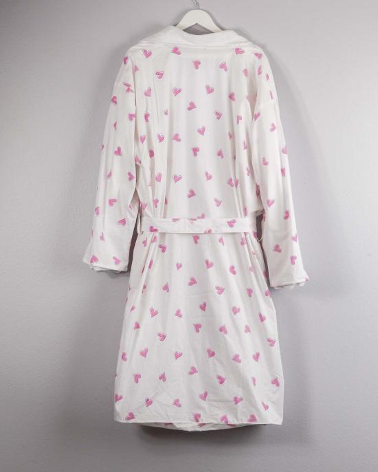  Lounge Act 라운지 웨어 라운지 액트 플러시 코튼 로브, 하트 무늬 전체, 핑크색 - OTHER BRANDS