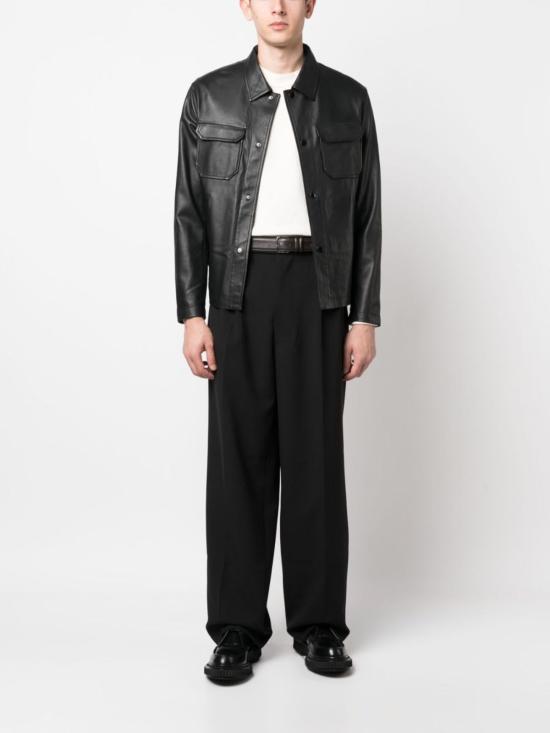  엠포리오 아르마니 가죽 자켓 블랙 가죽 재킷 - EMPORIO ARMANI