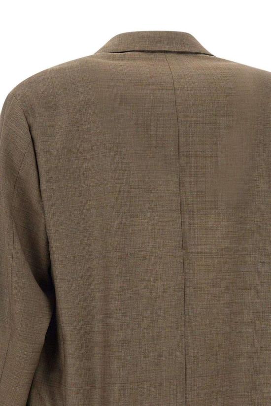  엠포리오 아르마니 수트 자켓 싱글 브레스트 체크 패턴 블레이저 마로네 키아로 멜란지 - EMPORIO ARMANI