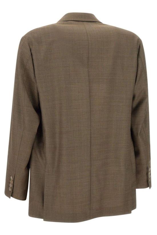  엠포리오 아르마니 수트 자켓 싱글 브레스트 체크 패턴 블레이저 마로네 키아로 멜란지 - EMPORIO ARMANI