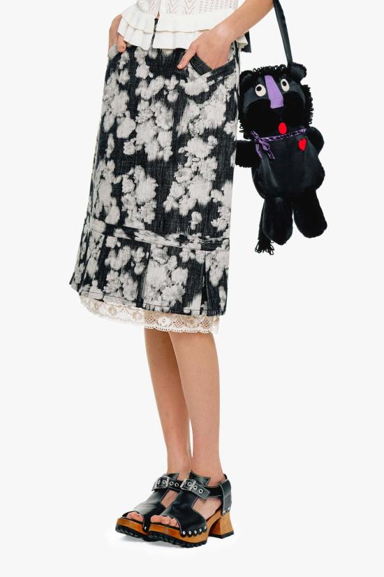  안나 수이 데님 스커트 안나수이 로즈 일루전 데님 레이스 트리밍 스커트 - ANNA SUI