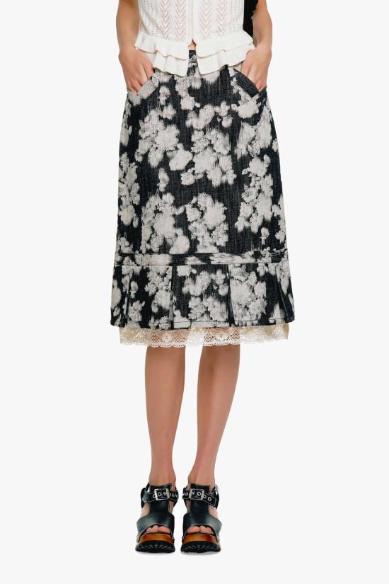  안나 수이 데님 스커트 안나수이 로즈 일루전 데님 레이스 트리밍 스커트 - ANNA SUI