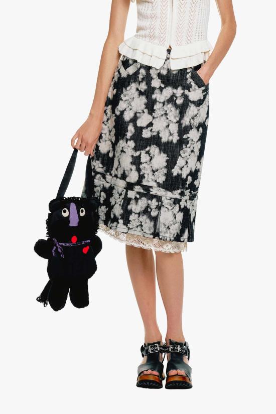  안나 수이 데님 스커트 안나수이 로즈 일루전 데님 레이스 트리밍 스커트