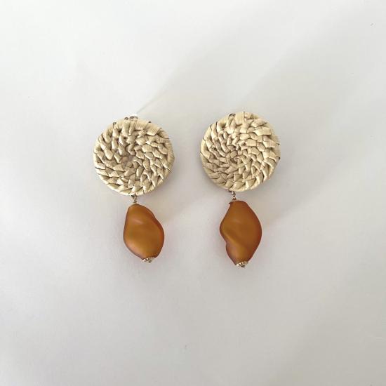  크레시오니 이어링 Crescioni Terra 귀걸이 야자/호박색 유리