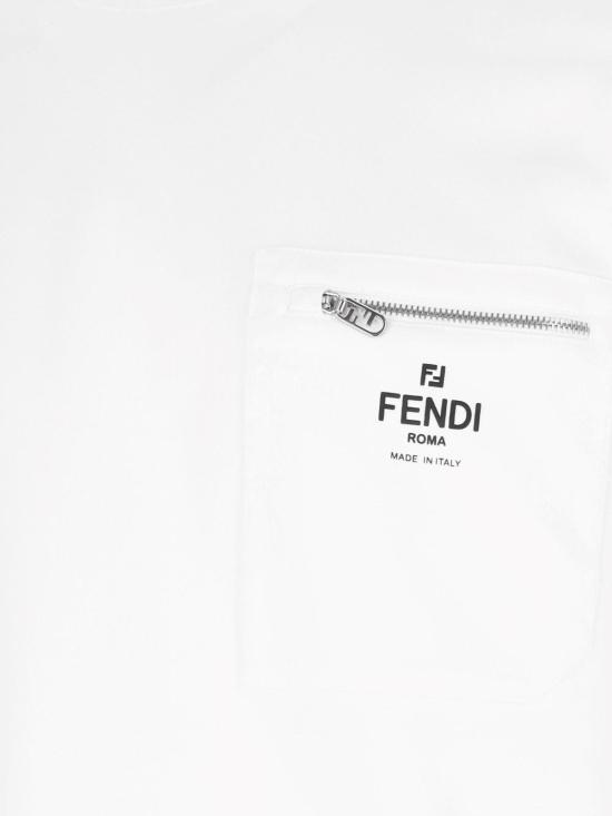  펜디 반팔 티셔츠 로고 티셔츠 화이트 - FENDI