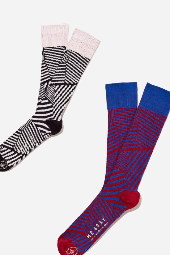  Mr. Gray 양말 미스터 그레이 대즐 카모 프린트  (레드 + 화이트)