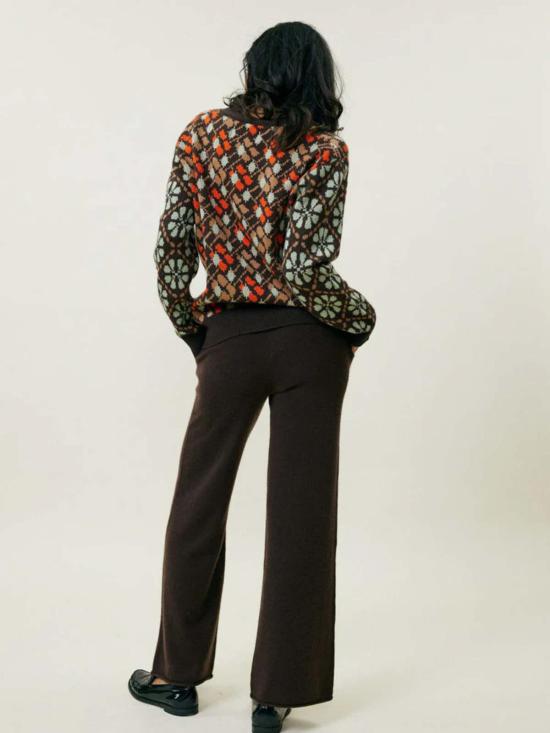  링구아 프랑카 스트레이트 팬츠 캐시미어 와이드 레그 팬츠 체스트넛 - LINGUA FRANCA