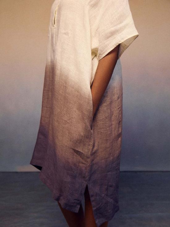  이키비 숏 원피스 옴브레 블록 드레스 - IKKIVI