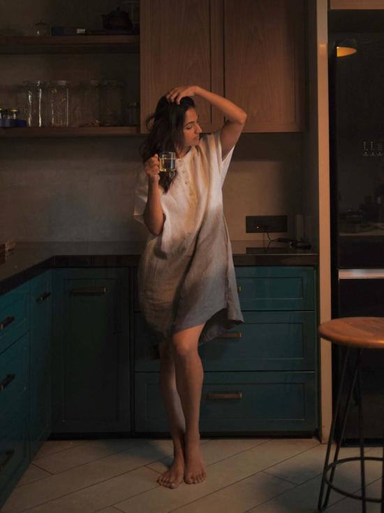  이키비 숏 원피스 옴브레 블록 드레스 - IKKIVI