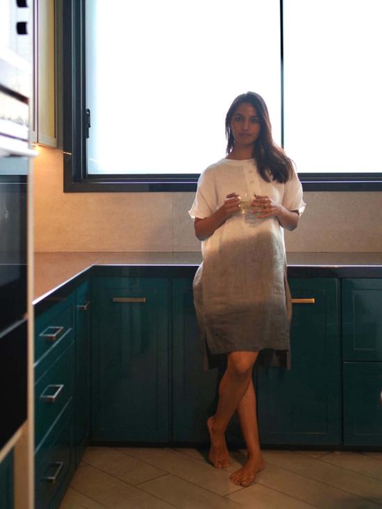  이키비 숏 원피스 옴브레 블록 드레스 - IKKIVI