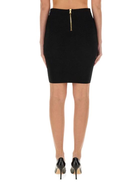  발망 미디 스커트 비쉬 니트  블랙 - BALMAIN
