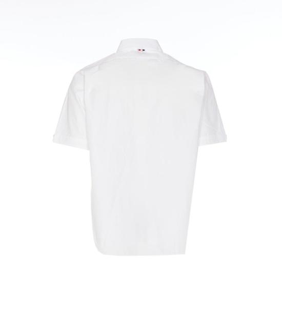  톰브라운 반팔 셔츠 톰 브라운 포플린 라운드 헴 셔츠 화이트 - THOM BROWNE
