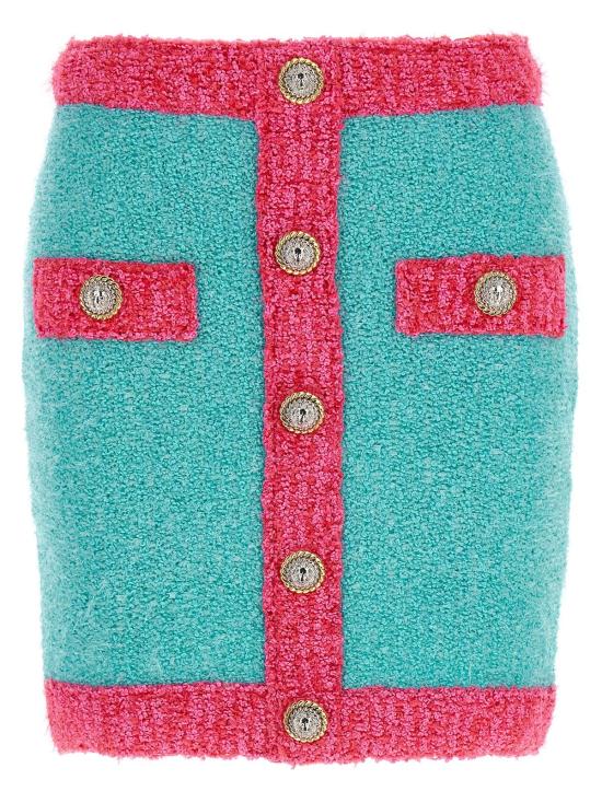  발망 미디 스커트 레오네 버튼 투톤  멀티컬러