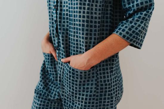  해피 프렌치 갱 점프수트 체크 인디고 - HAPPY FRENCH GANG