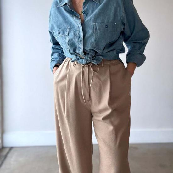  로렌 마누지안 스트레이트 팬츠 로렌 마누기안 레이스 트라우저 태닌