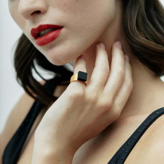  밍유왕 반지 밍위 왕 픽셀 링 오닉스 - MING YU WANG