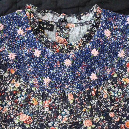  [키즈] 봉주르 블라우스 키즈  핸드 스모크 블라우스 인디고 플라워 - BONJOUR