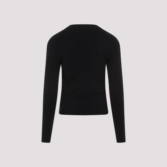  발렌시아가 긴팔 티셔츠 블랙 리플렉티브 핏 긴팔 크루넥 탑 - BALENCIAGA