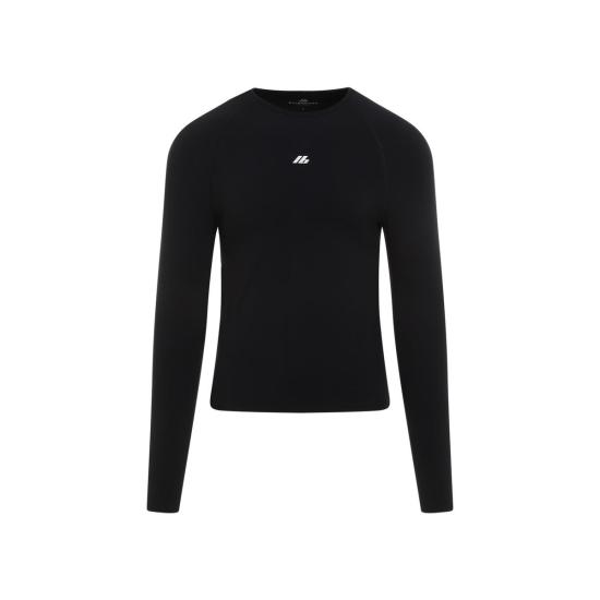  발렌시아가 긴팔 티셔츠 블랙 리플렉티브 핏 긴팔 크루넥 탑 - BALENCIAGA