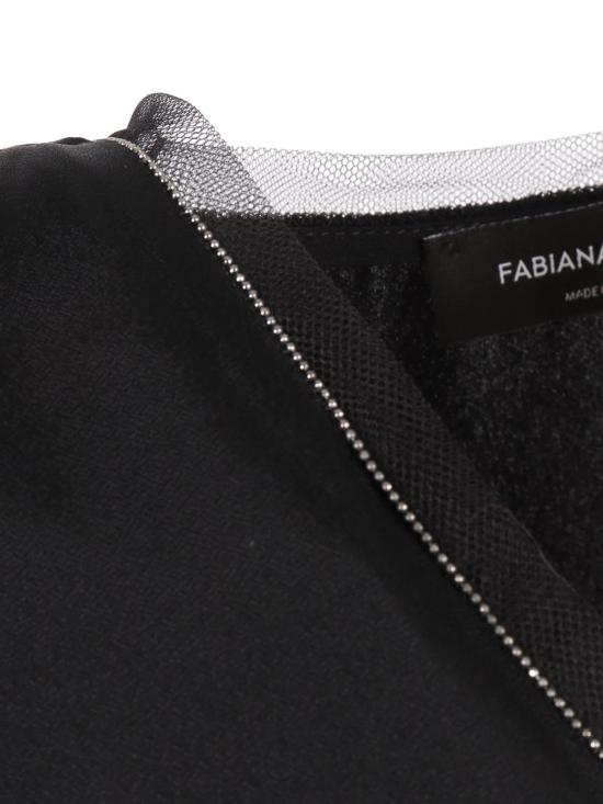  파비아나 필리피 블라우스 엔버 새틴 앞뒷면 탑 필로 디아만테 디테일 탑 블랙 - FABIANA FILIPPI