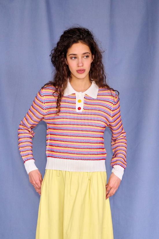  지지 니트웨어 스웨터 미스매치 폴로 - GIGI KNITWEAR