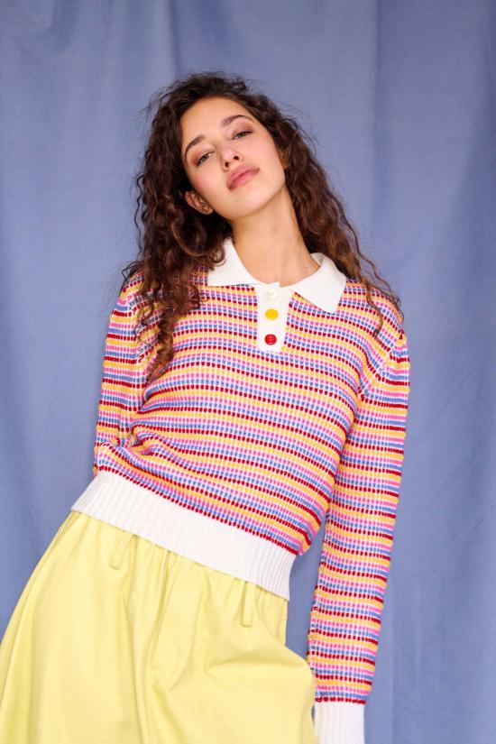  지지 니트웨어 스웨터 미스매치 폴로 - GIGI KNITWEAR