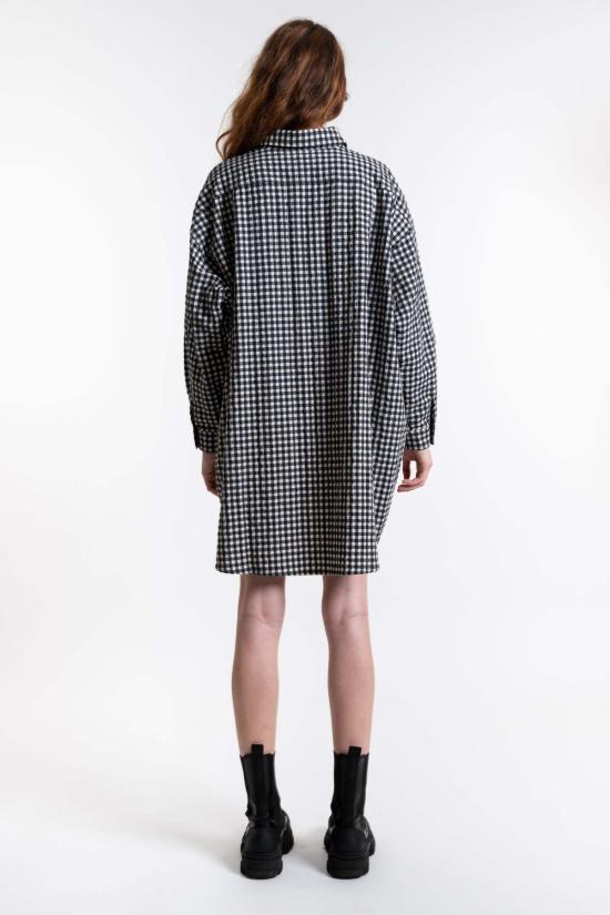  리타 셔츠 로우 미소  블랙 깅엄 - RITA