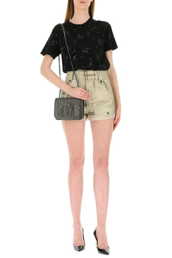  생로랑 숏팬츠 벨티드 카고 쇼츠 골드 - SAINT LAURENT
