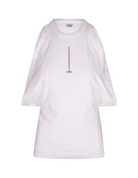  알렉산더 맥퀸 민소매 티셔츠 드레이프드 골지 탱크탑 화이트