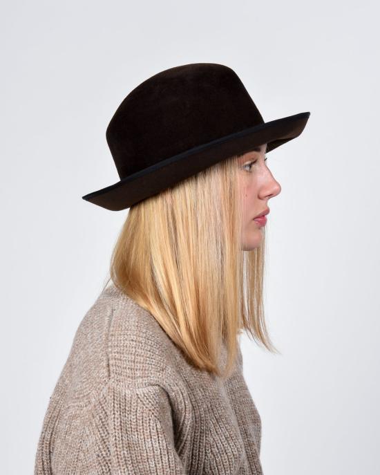  브룩스 보스웰 모자 남녀공용  캐시  초콜릿 브라운 벨벳 펠트 - BROOKES BOSWELL