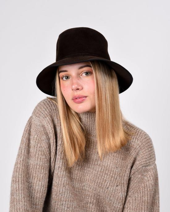  브룩스 보스웰 모자 남녀공용  캐시  초콜릿 브라운 벨벳 펠트 - BROOKES BOSWELL