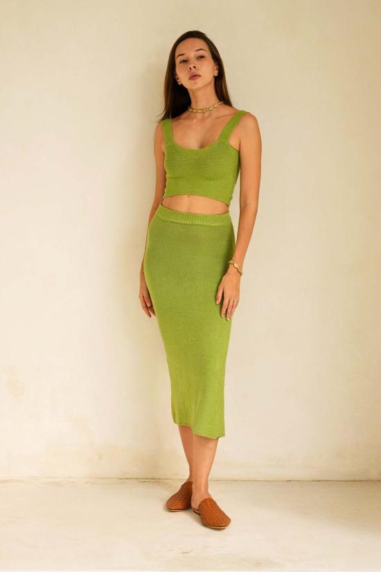  핑크 헤일리 미디 스커트 킴벌리 백 스플릿 니트 스커트 리머릭