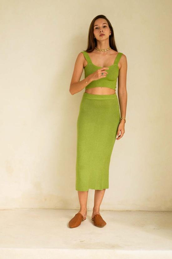  핑크 헤일리 미디 스커트 킴벌리 백 스플릿 니트 스커트 리머릭 - PINK HALEY