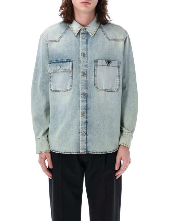 발렌티노 가라바니 데님 팬츠 데님 셔츠 라이트 블루