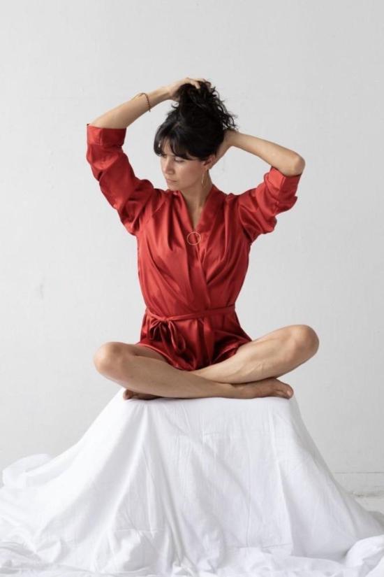  Salua Lingerie 라운지 웨어 클래식 실크 가운 - SALUA LINGERIE