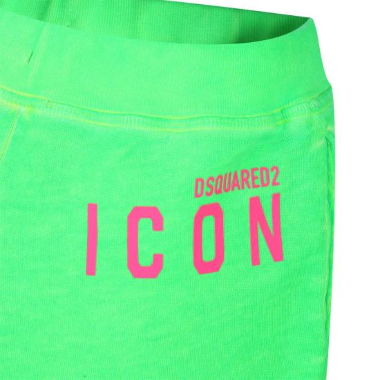  [키즈] 디스퀘어드2 쇼츠/버뮤다 어린이용 Dsquared2 로고 스포츠 반바지 (녹색) - DSQUARED2