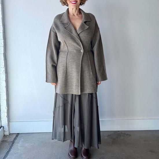  로렌 마누지안 롱 스커트 로렌 마누기안 포자기  건메탈 - LAUREN MANOOGIAN