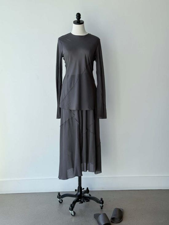  로렌 마누지안 롱 스커트 로렌 마누기안 포자기  건메탈