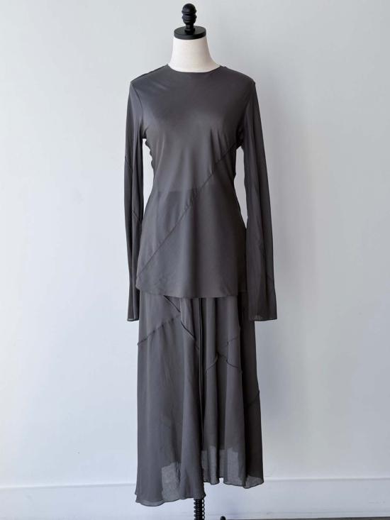  로렌 마누지안 롱 스커트 로렌 마누기안 포자기  건메탈 - LAUREN MANOOGIAN