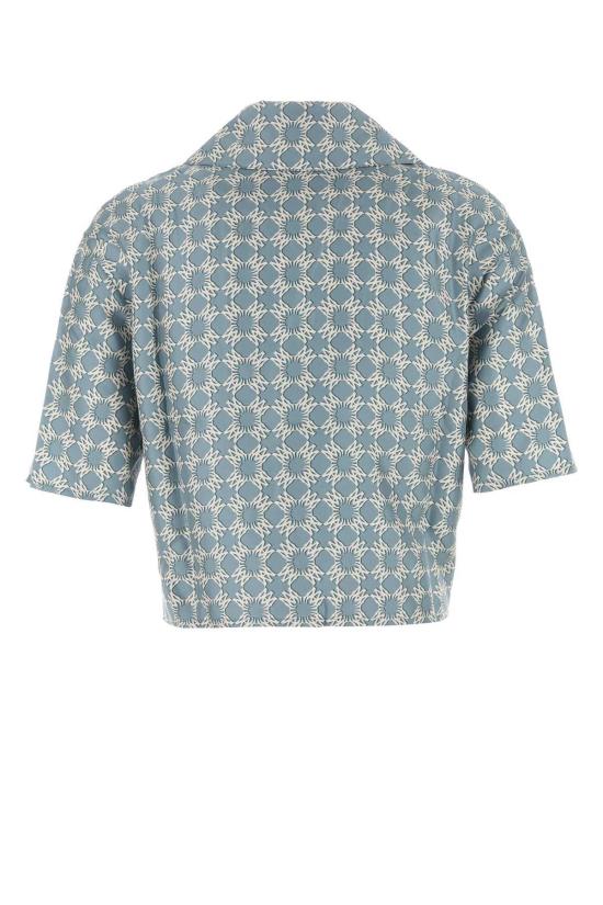  아미리 반팔 셔츠 프린트 실크  더스티블루 - AMIRI