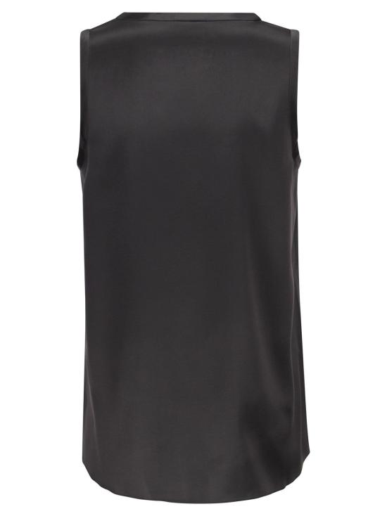  브루넬로 쿠치넬리 블라우스 스트레치 실크 새틴 탑 차콜 - BRUNELLO CUCINELLI